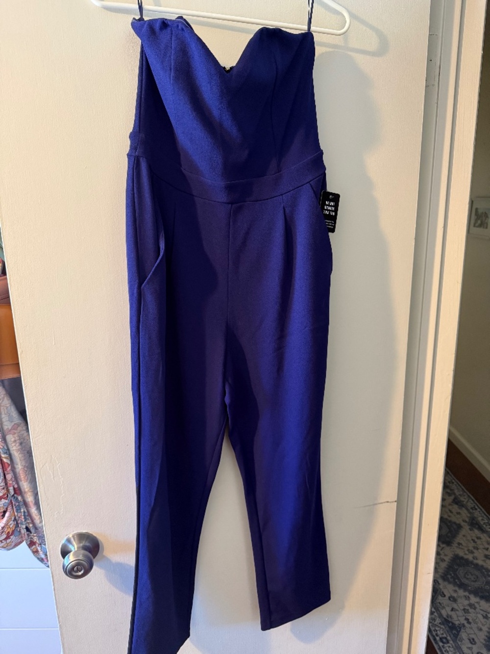 Express Royal Blue Strapless Jumpsuit